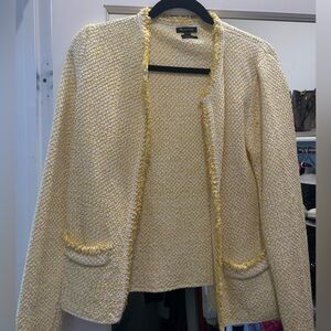 Massimo Dutti Tweed Open Blazer Light Yellow Italian Yarn